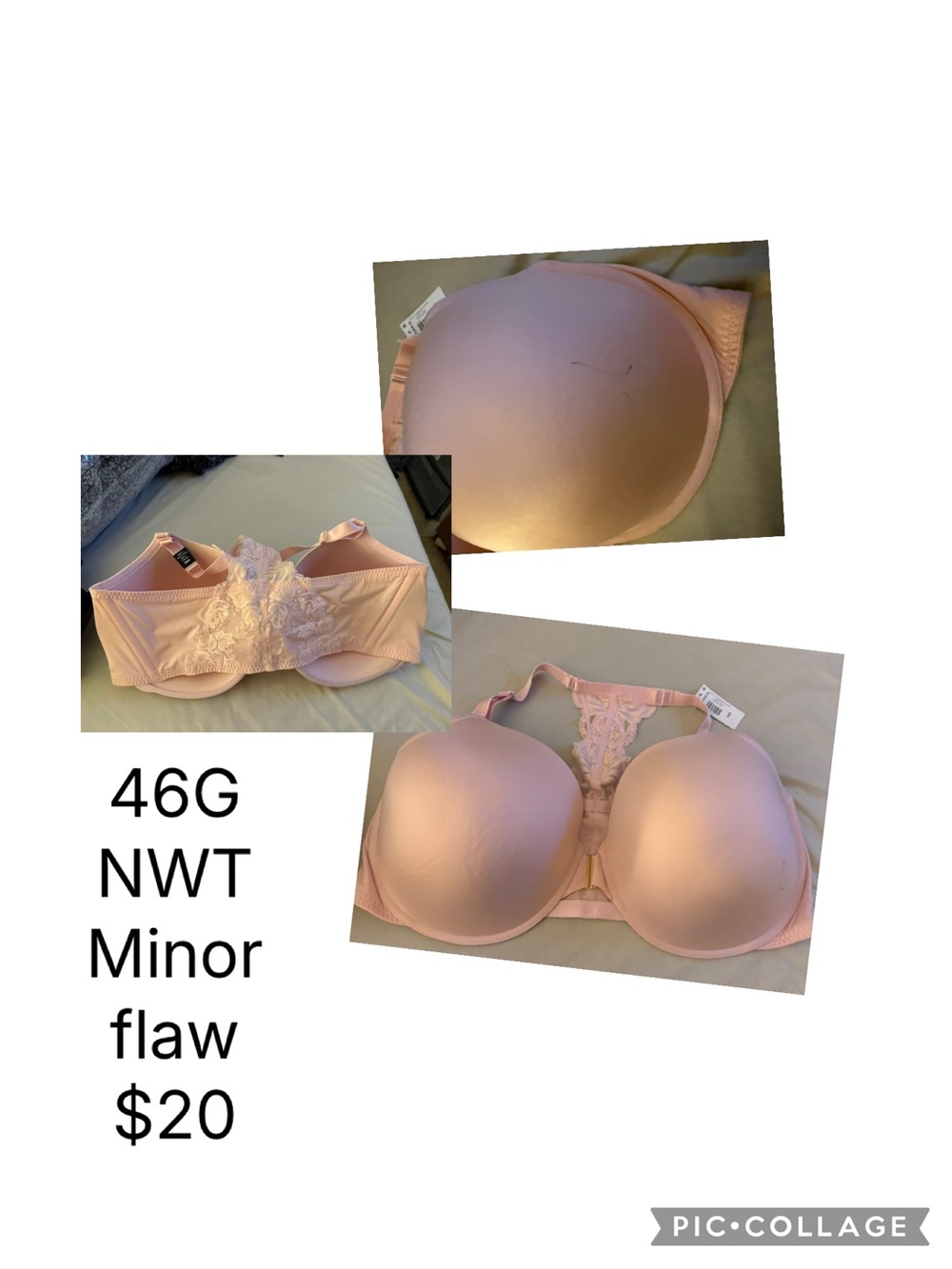 Unbranded Women's Light Pink Lace-Back T-Shirt Bra - 46G